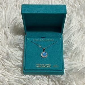 Stella Picciotto Designer 925 Sterling Silver Necklace Blue Fire Opal